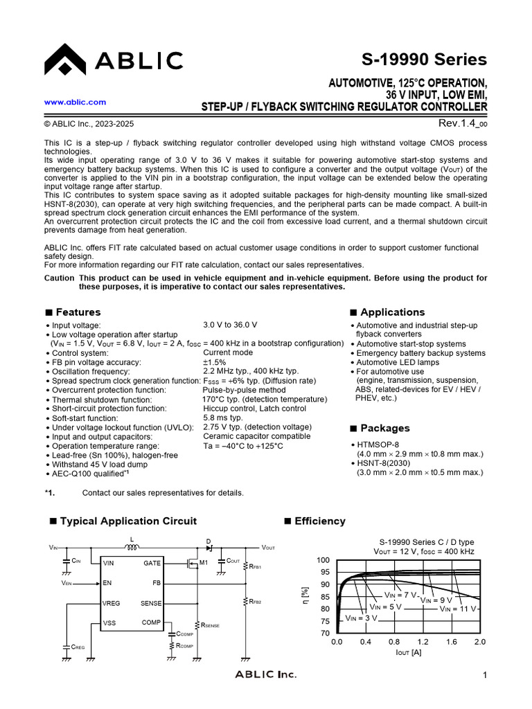 Automotive Step-Up Switching Regulator IC | PDF | Amplifier ...