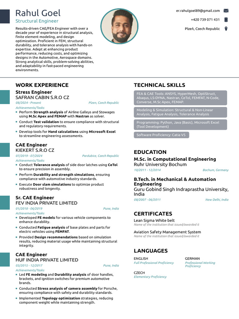 Experienced Structural Engineer Resume | PDF | Finite Element Method ...