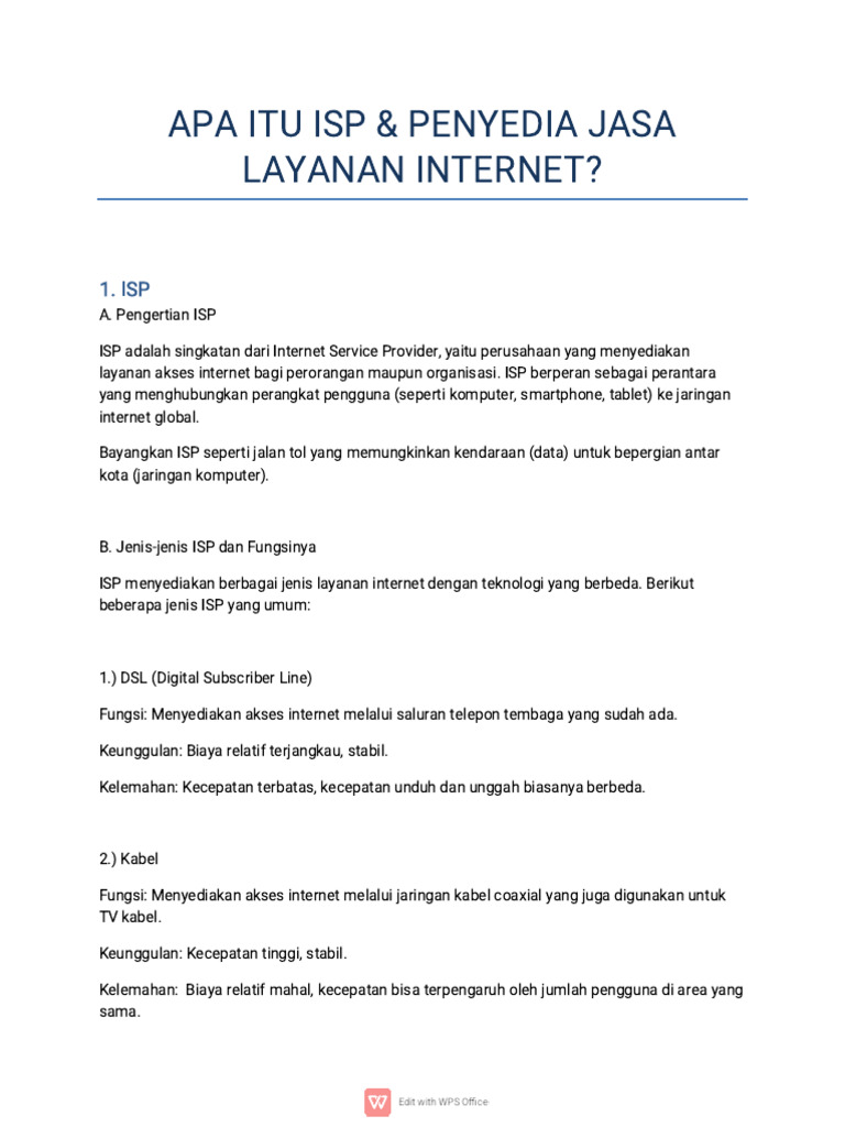 Pengertian dan Jenis ISP | PDF