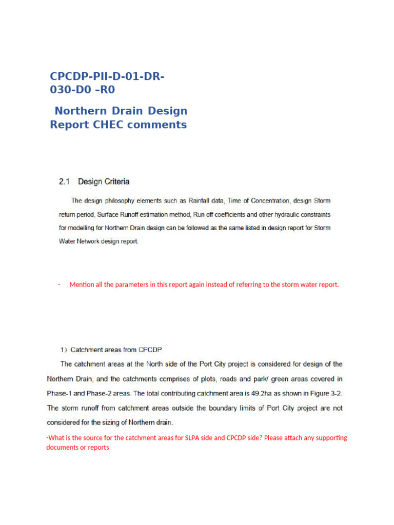 Northern Drain Design Report Comments | PDF