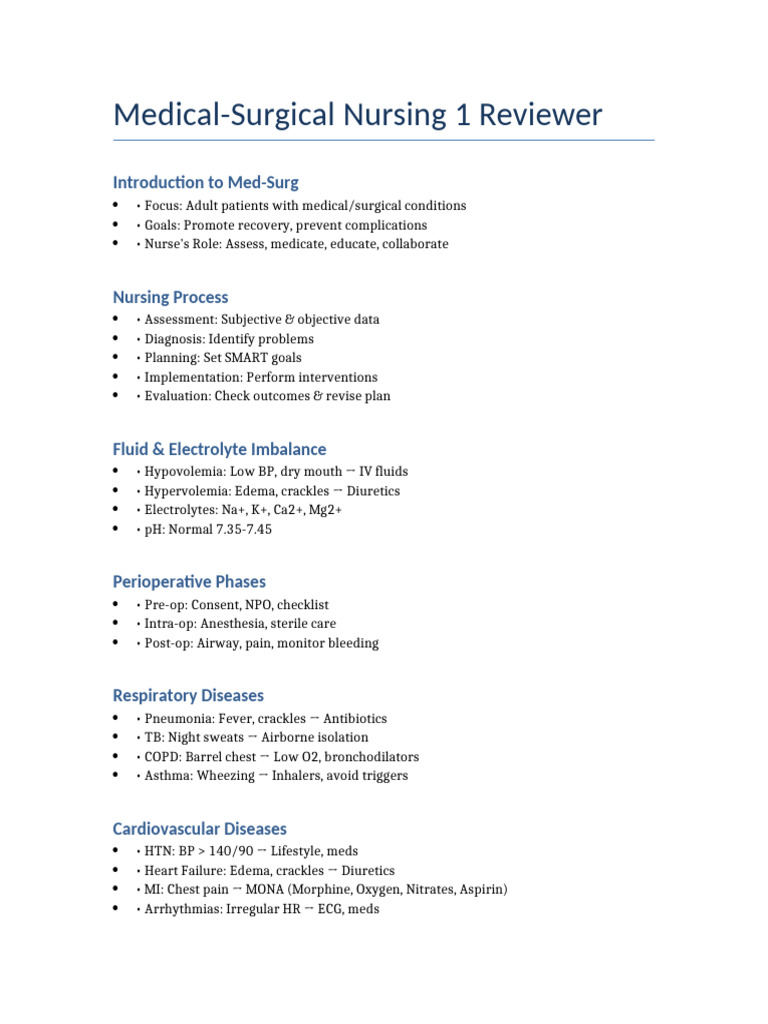 Medical-Surgical Nursing Review Guide | PDF