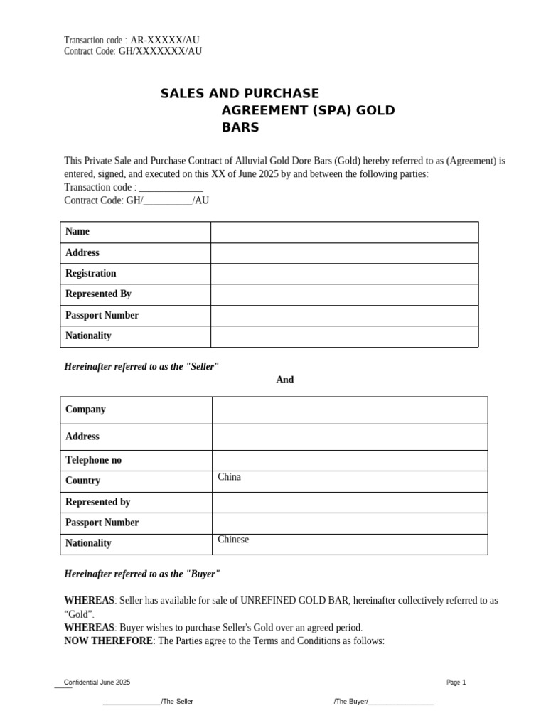 Gold Purchase Agreement Overview | PDF | Letter Of Credit | Business Law