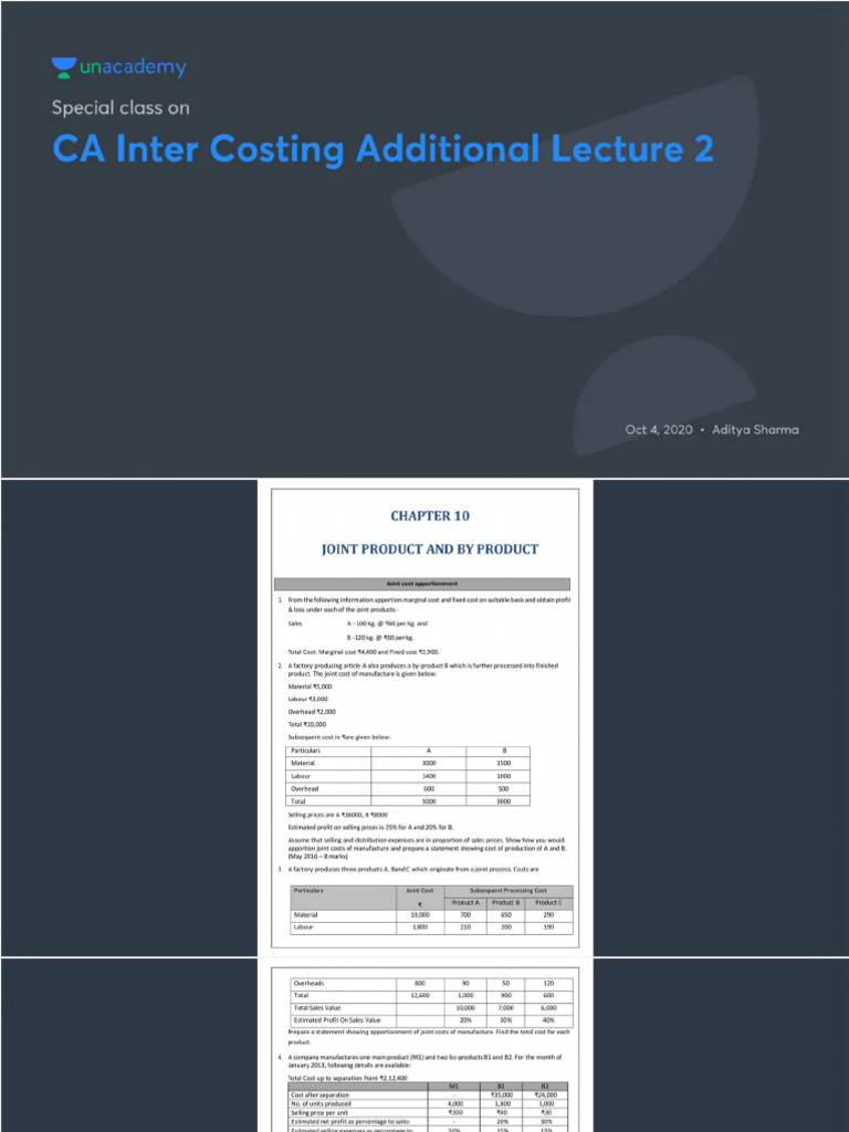 CA Inter Costing Additional Lecture 2 No Anno | PDF