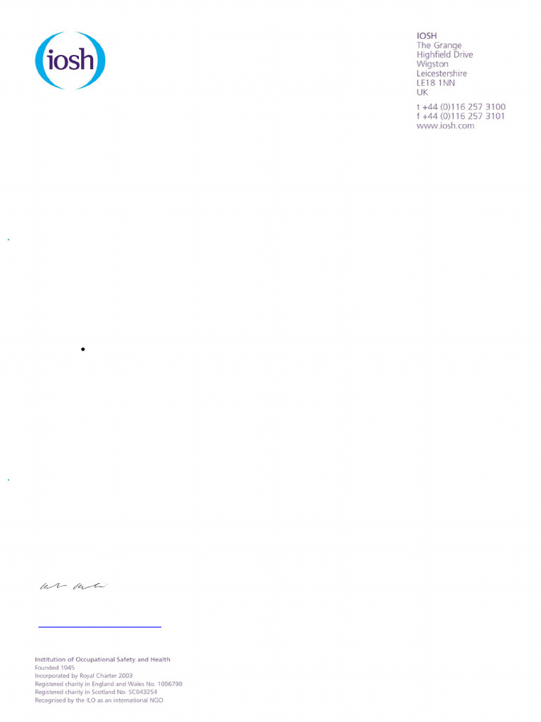 OTHM Qualifications Letter From IOSH | PDF