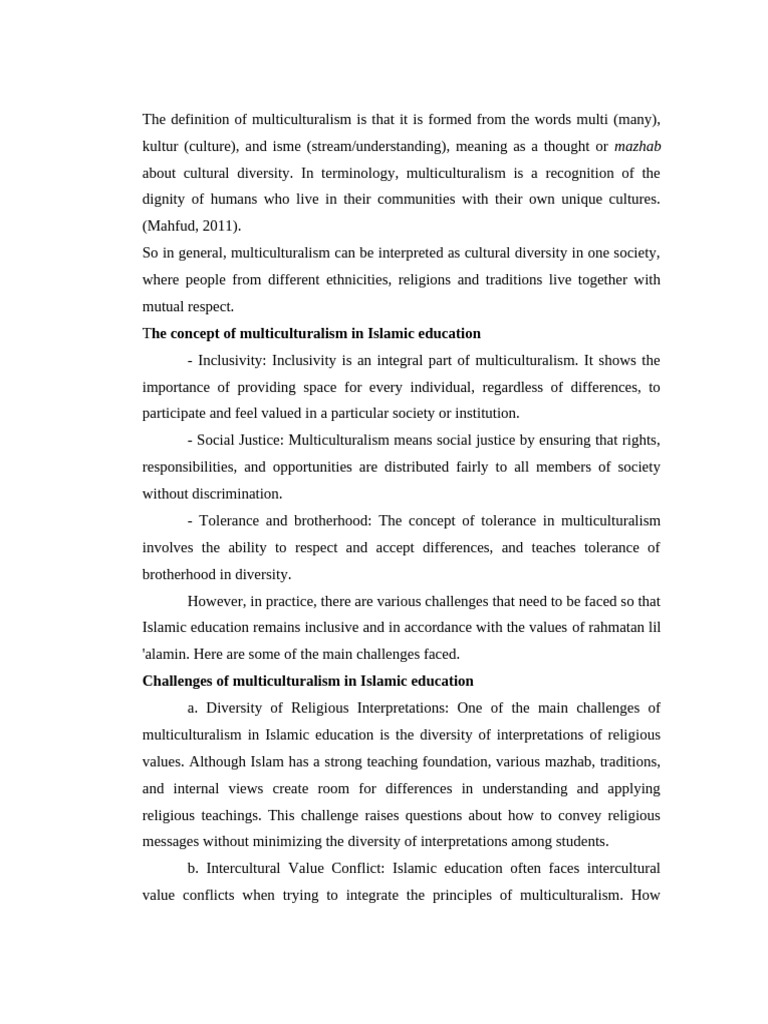 Multiculturalism in Islamic Education | PDF | Multiculturalism | Toleration