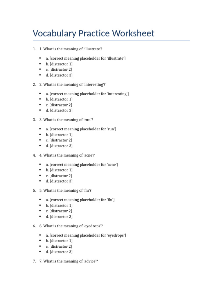 Vocabulary Practice Worksheet | PDF | Chess Theory | Chess