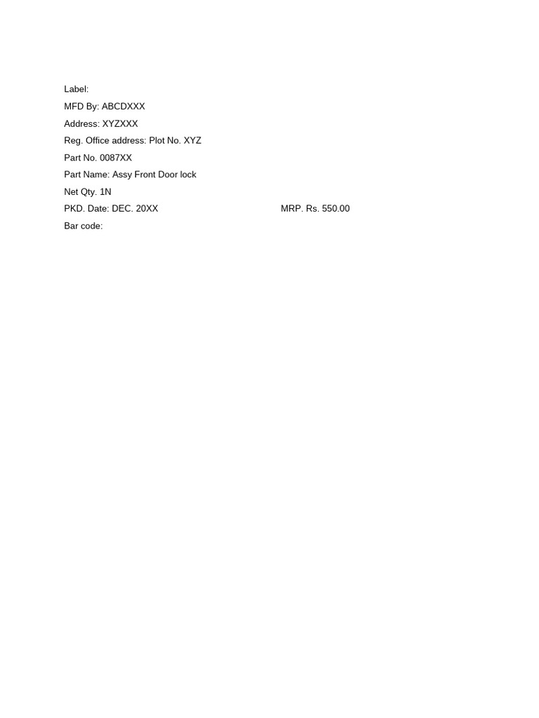 Door Lock Label | PDF