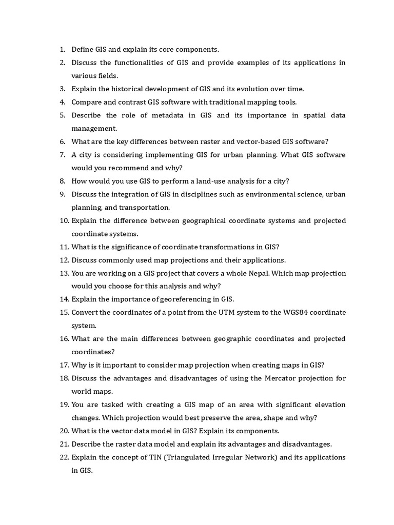 Exam Sample Question Geomatics | PDF | Geographic Information System ...