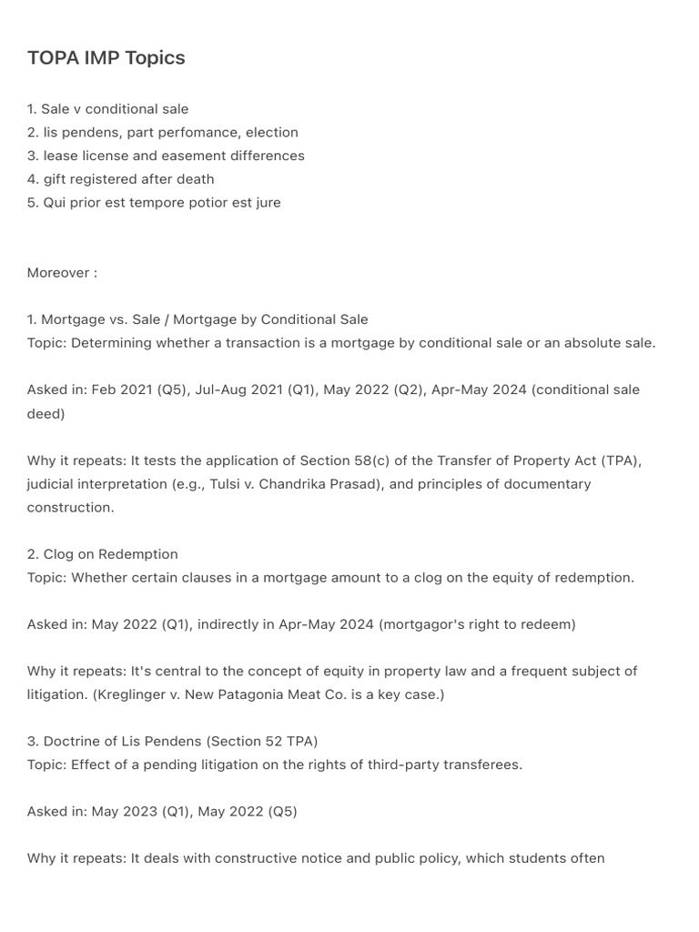 Topa Imp Topics | PDF | Mortgage Law | Lease