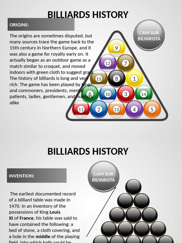 History and Evolution of Billiards | PDF | Cue Sports | Games Of Mental ...