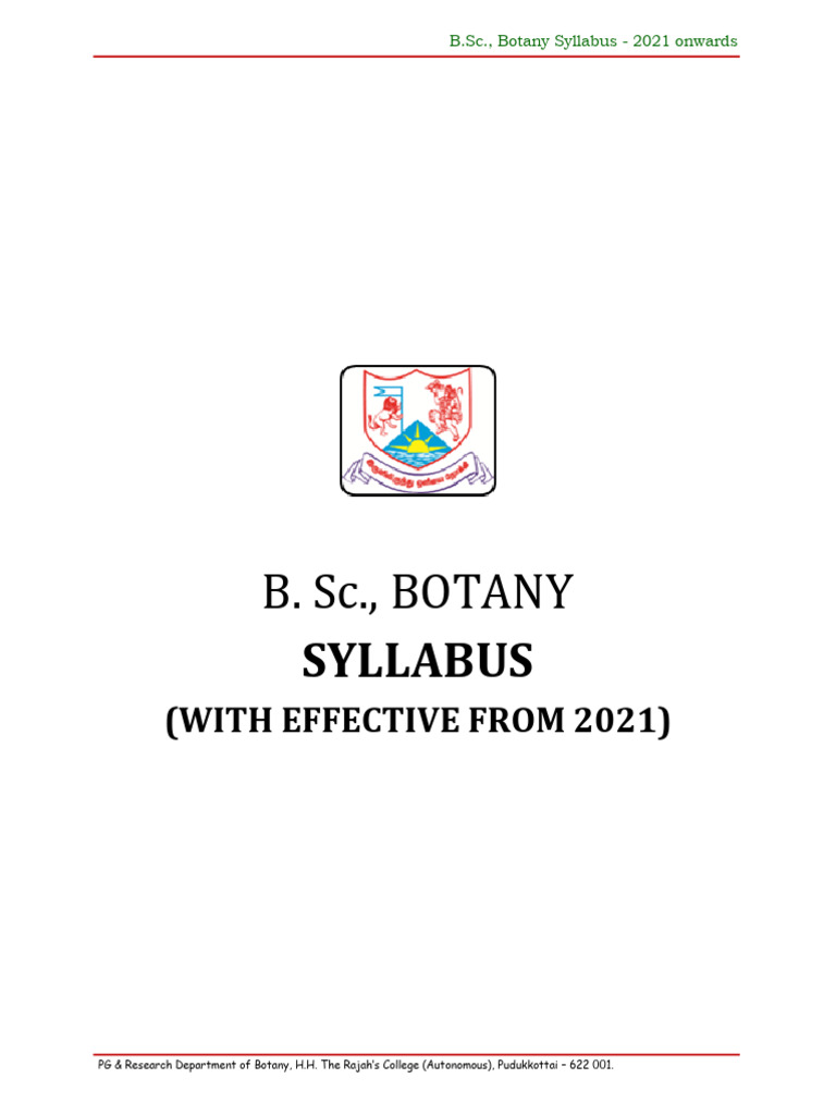 B.Sc. Botany Syllabus 2021-2023 | PDF | Dominance (Genetics) | Gene