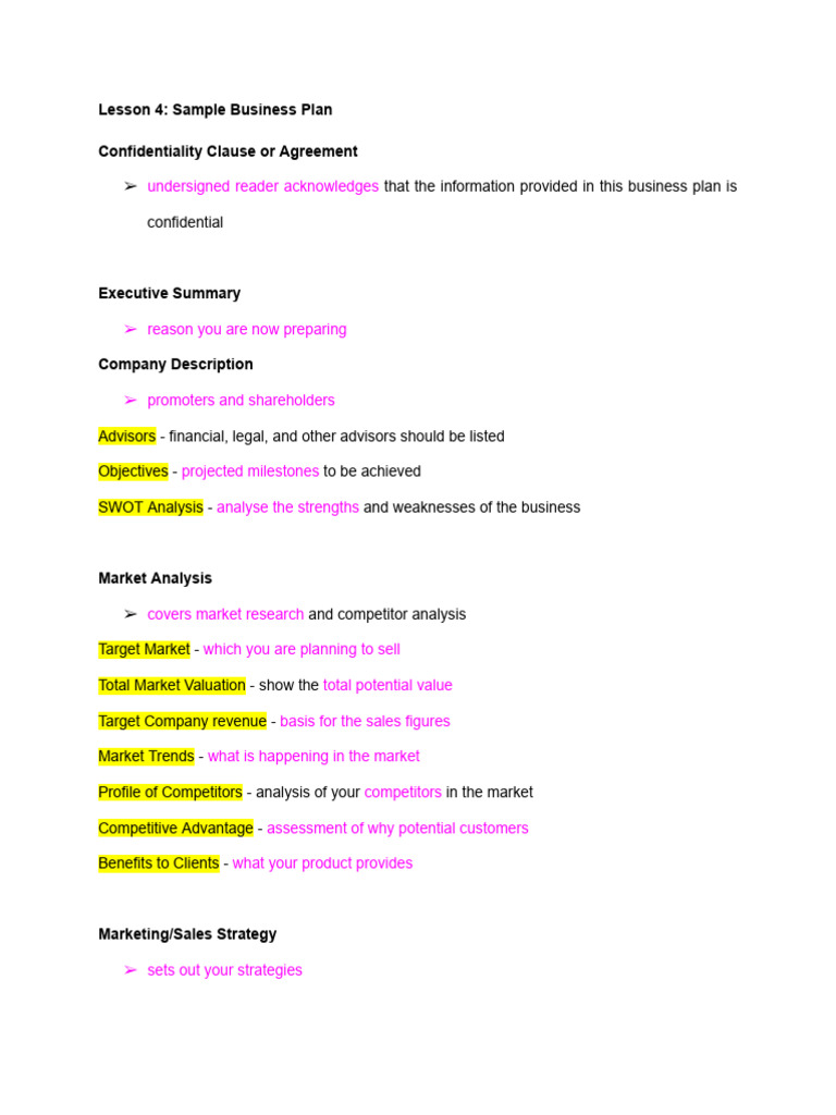 Business Plan Template Overview | PDF