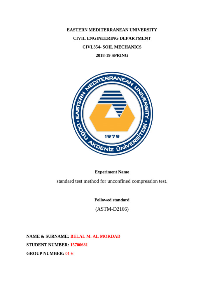 Unconfined Compression Test BB | PDF | Strength Of Materials | Building ...