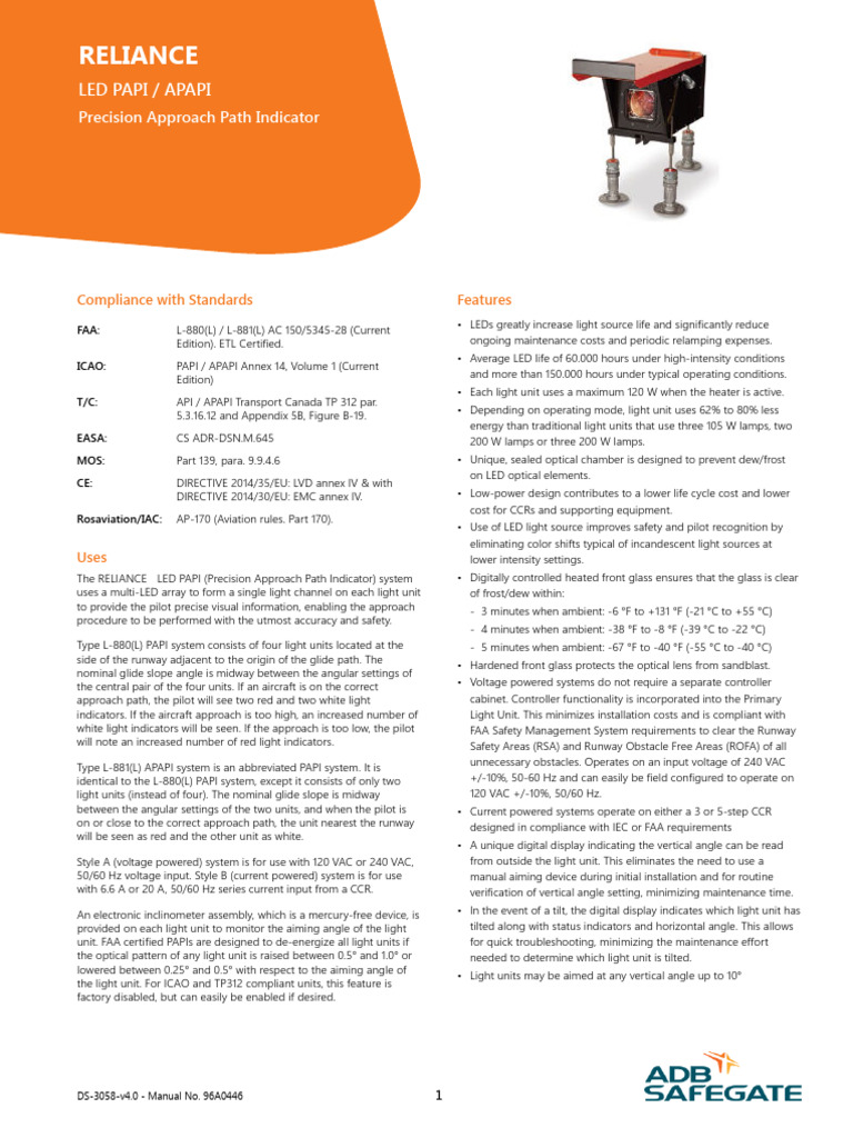 L-881(L) LED PAPI System Overview | PDF | Electrical Engineering ...
