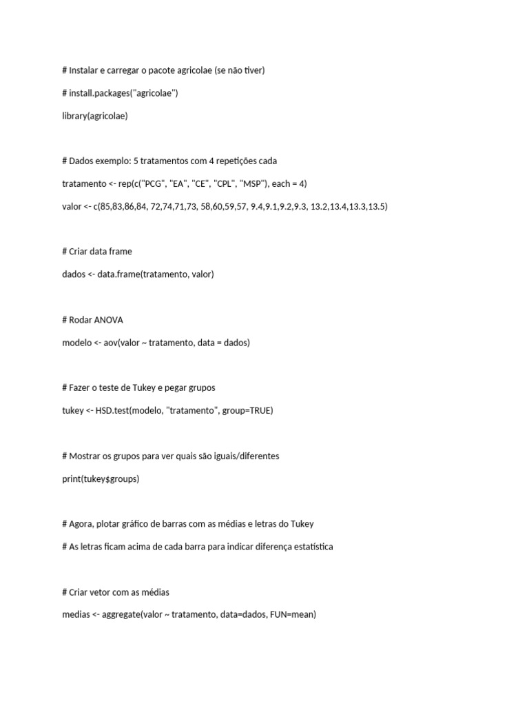 ANOVA e Teste de Tukey em R | PDF