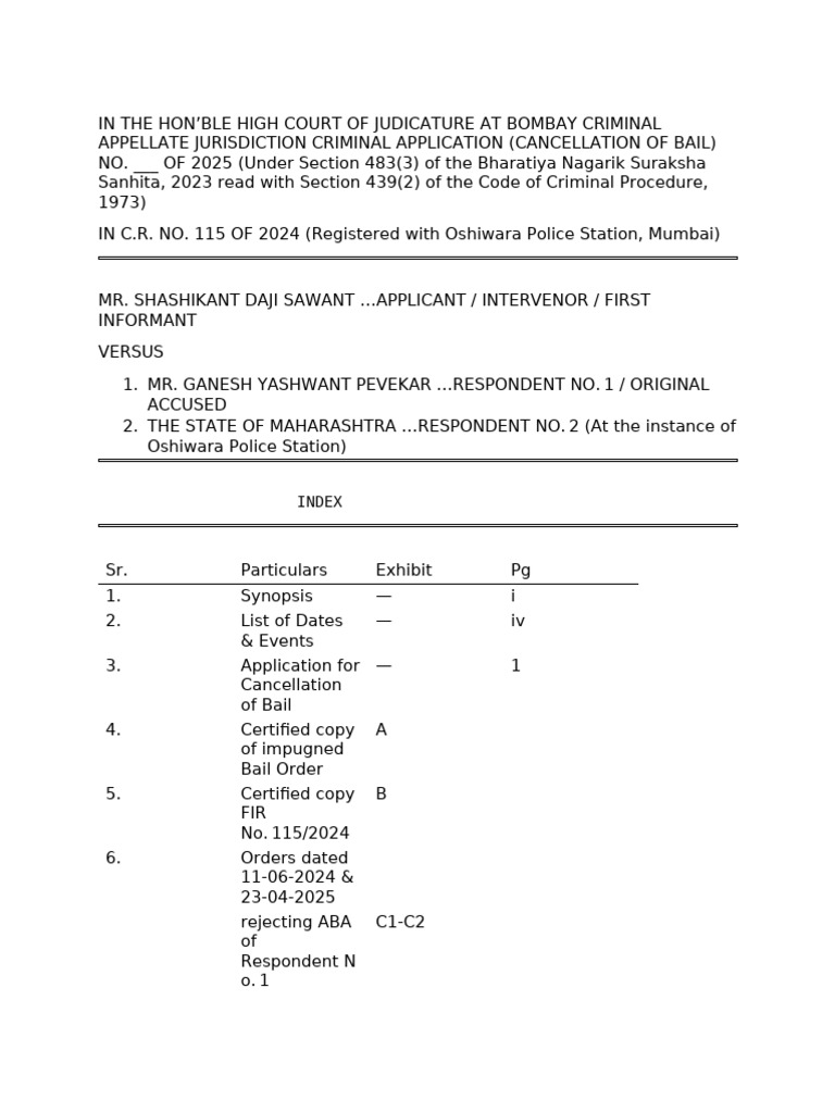 MPID Act Bail Cancellation Application | PDF | Bail | Public Law