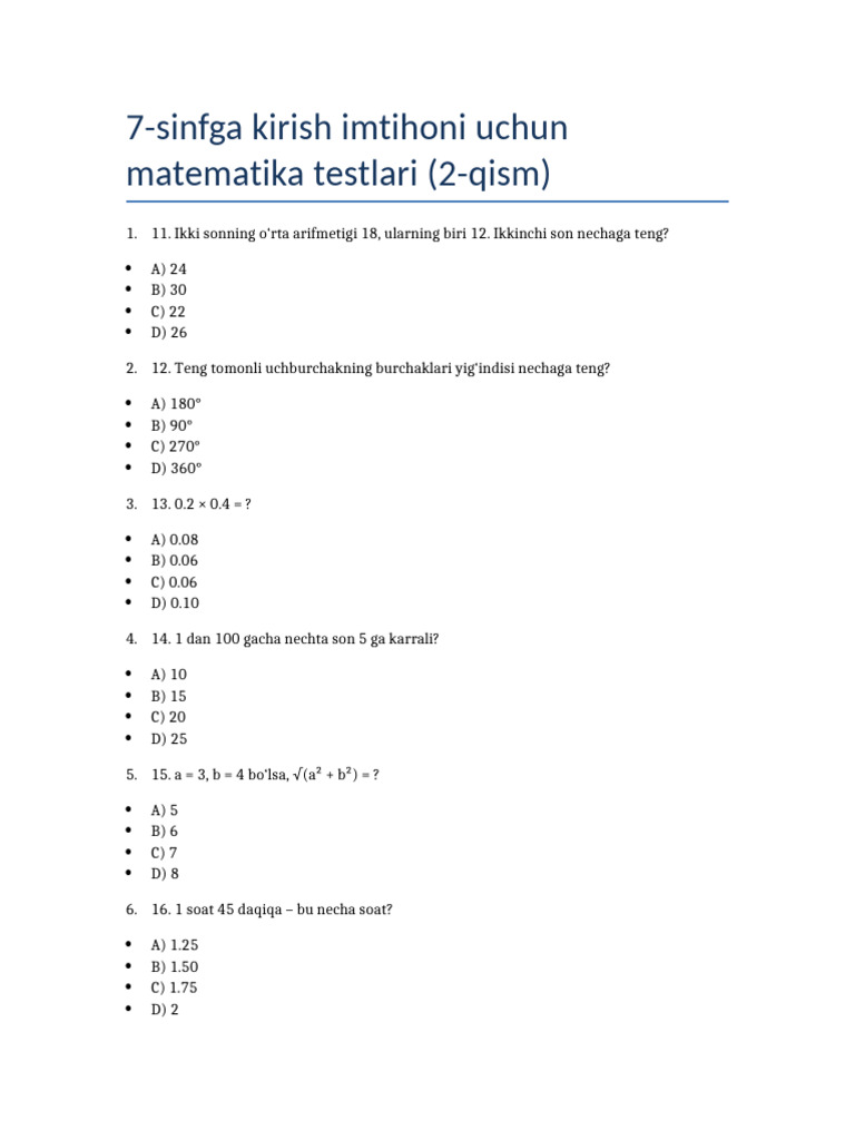 7 sinf matematika