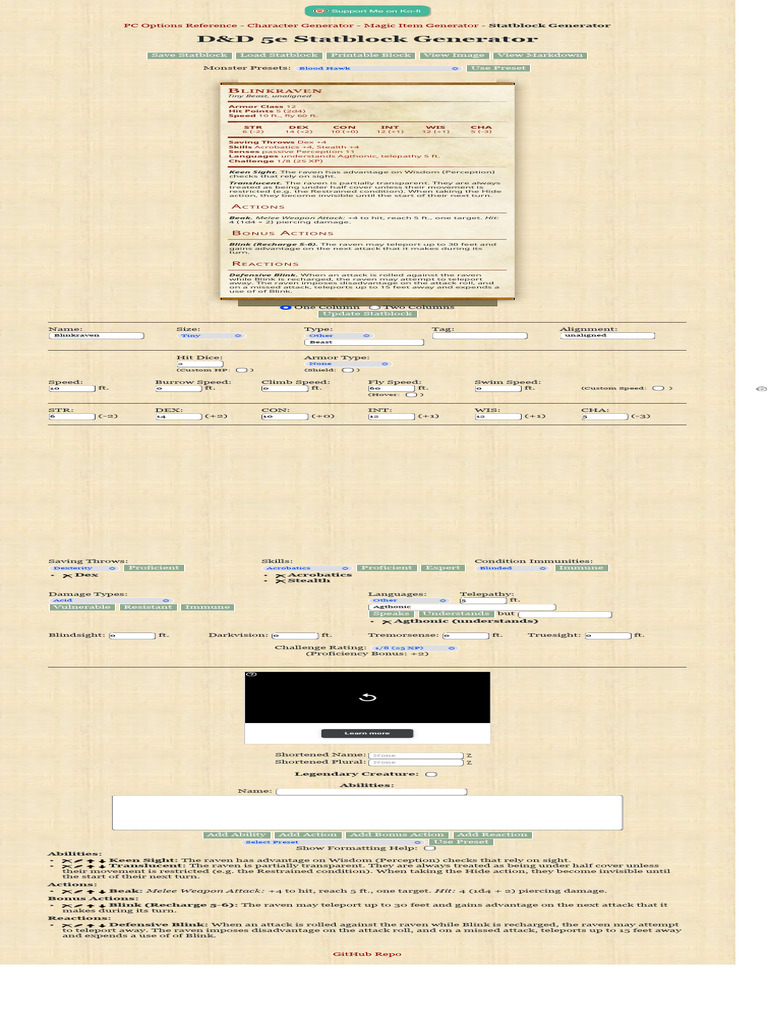 D&D 5e Blinkraven Statblock | PDF | Tabletop Games | Gaming