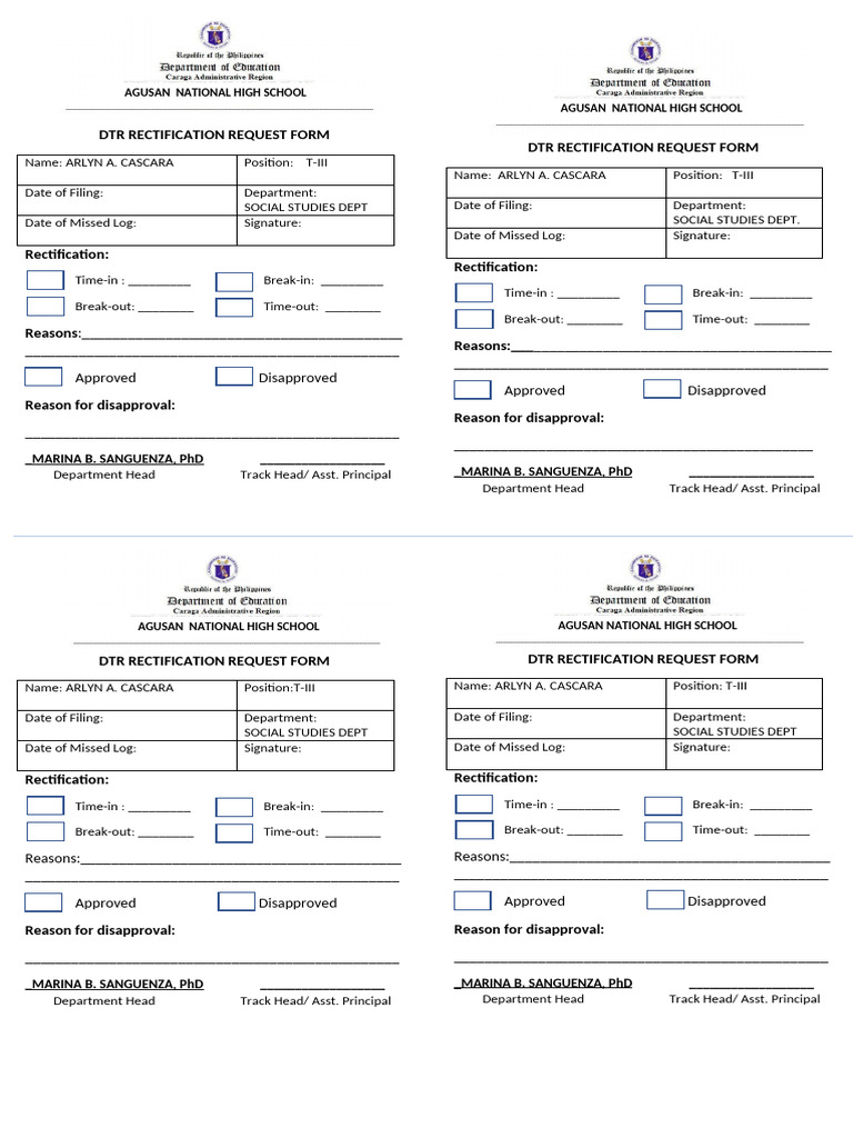 DTR-RECTIFICATION-REQUEST-FOrm-ANHS-2-6 | PDF
