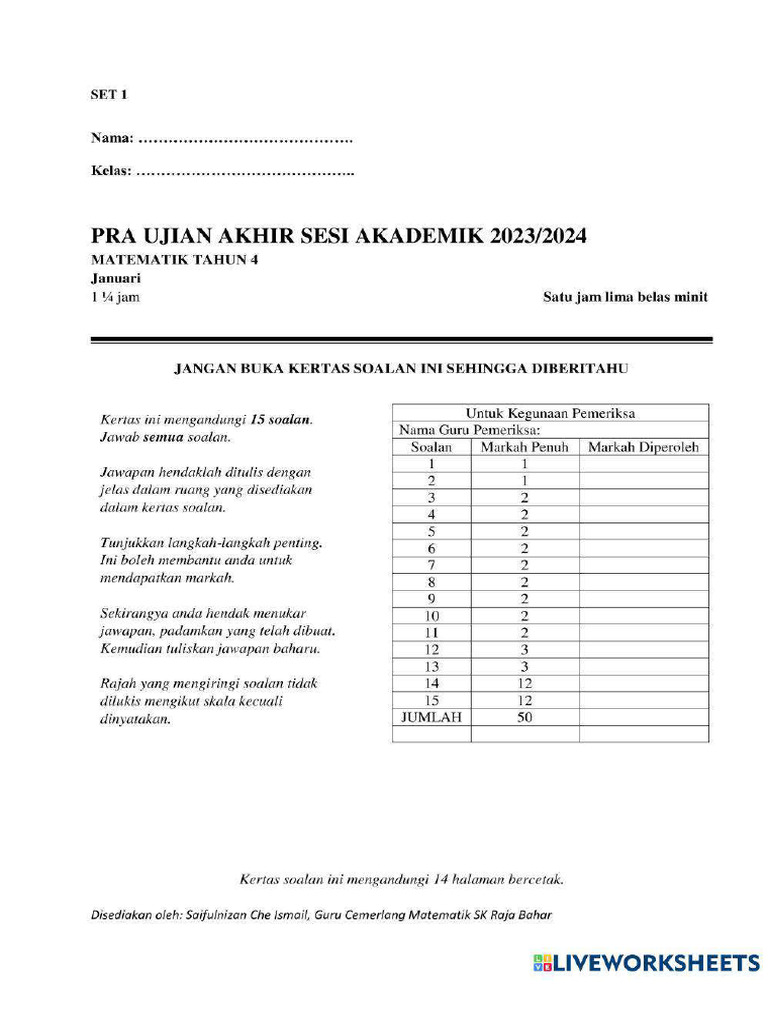 Matematik Tahun 4 k2 | PDF