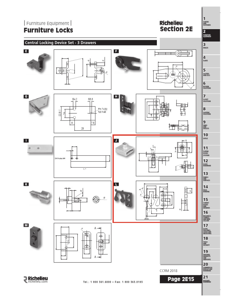 Section 2E Furniture Locks: Central Locking Device Set - 3 Drawers ...