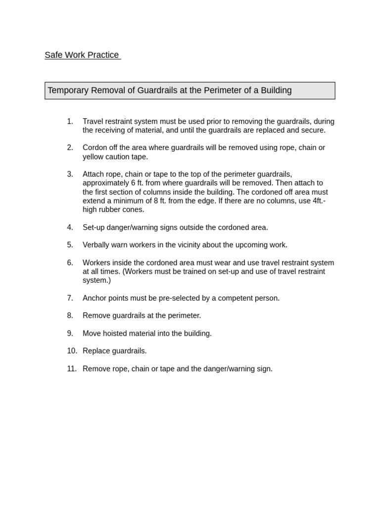 Guardrail Removal Safety Guidelines | PDF