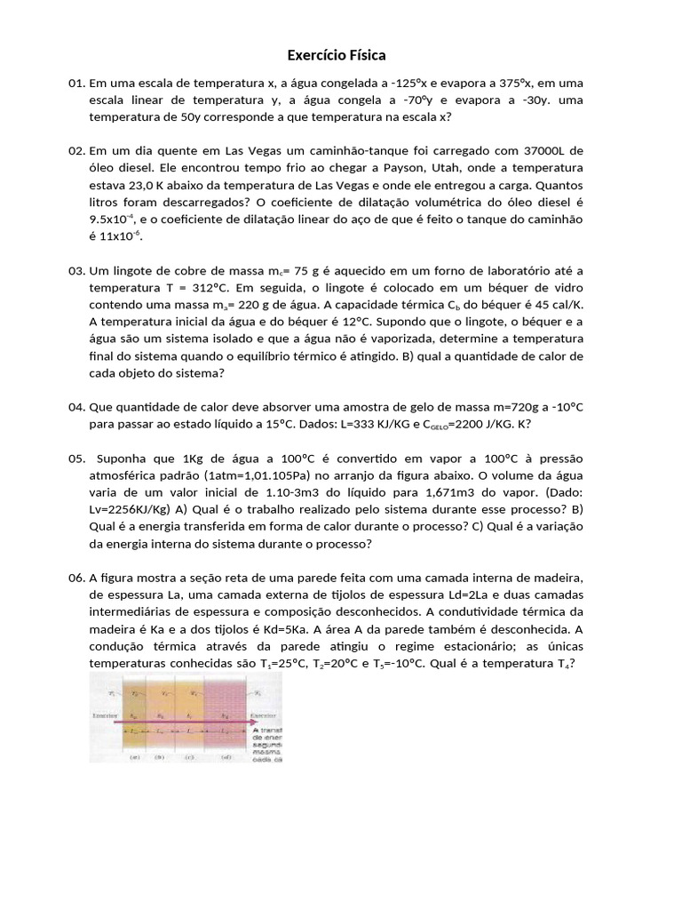Exercícios de Termodinâmica e Calor | PDF