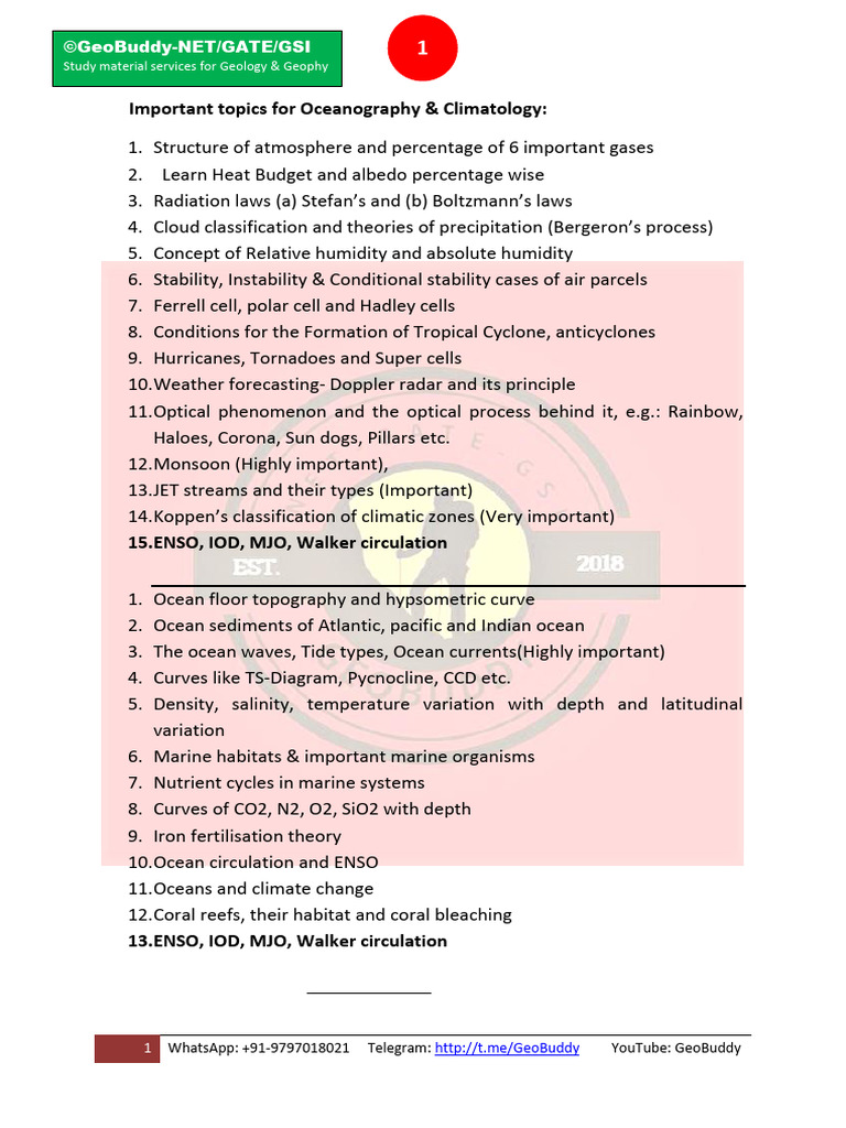 Geology Basic For Oceanography and Climatology | PDF