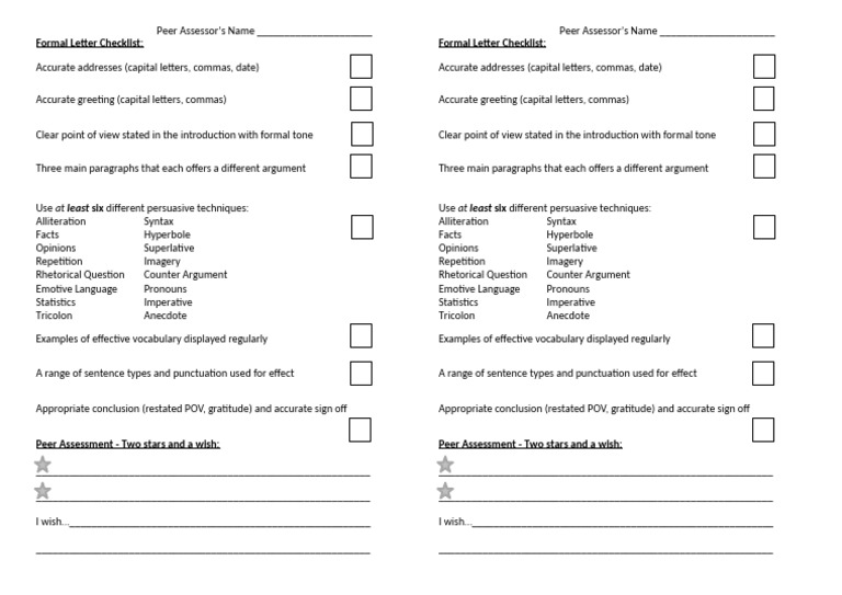 Formal Letter Writing Checklist | PDF | Language Mechanics | Human ...