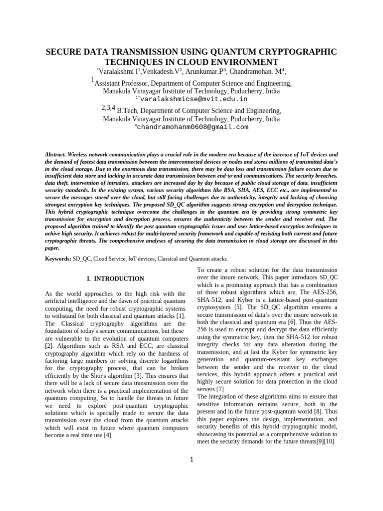 Quantum Cryptography for Cloud Security | PDF | Key (Cryptography ...