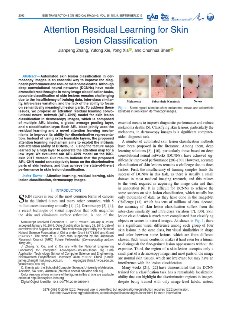 Attention Residual Learning for Skin Lesions | PDF | Computational ...
