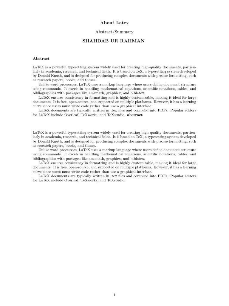 Introduction to LaTeX Typesetting System | PDF