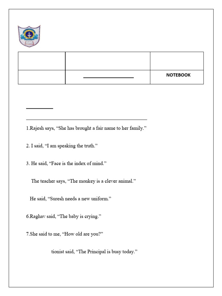 Reported Speech Worksheet Answers | PDF
