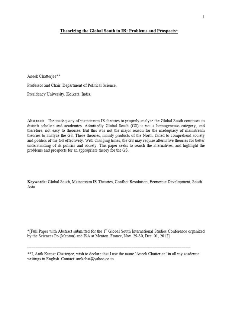 The Global South in International Relations | PDF | World Systems ...