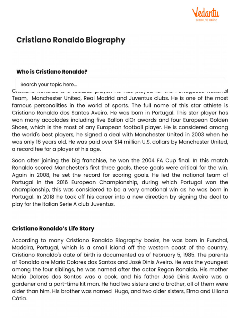 Cristiano Ronaldo Biography | PDF
