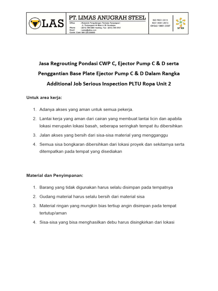 Prosedur Housekeeping PLTU Ropa Unit 2 | PDF