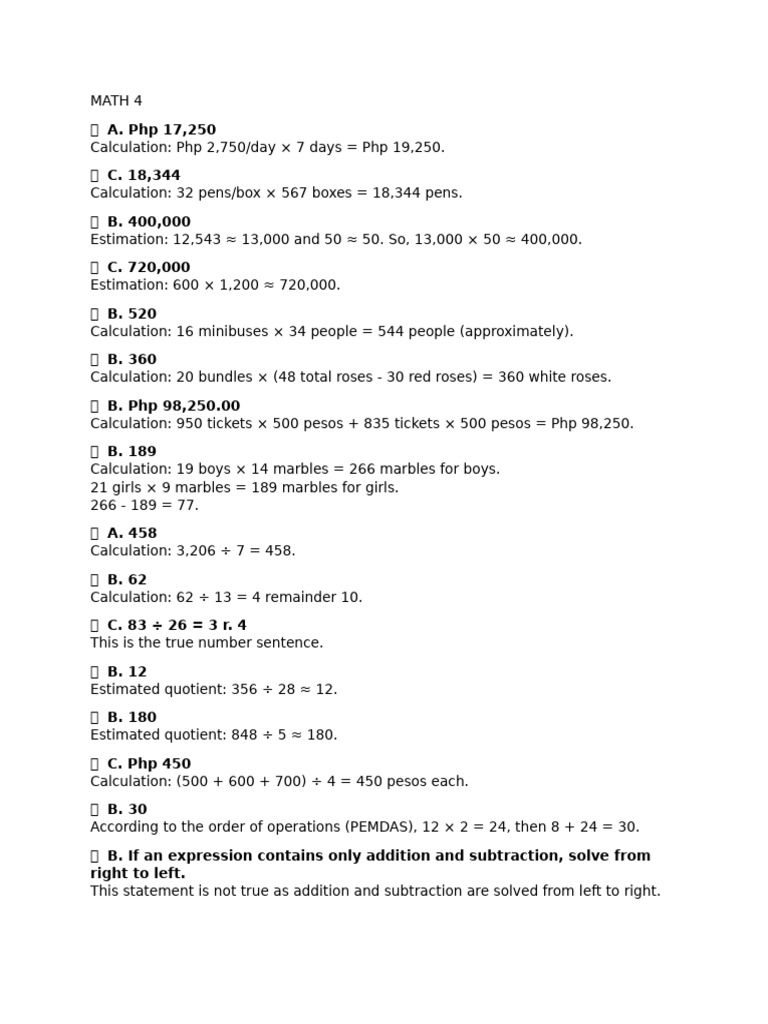 Math 4 & 5 | PDF | Kilogram | Division (Mathematics)