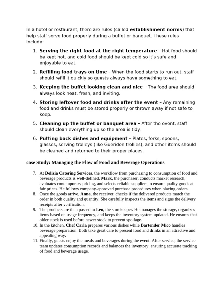 Buffet and Banquet Service Guidelines | PDF