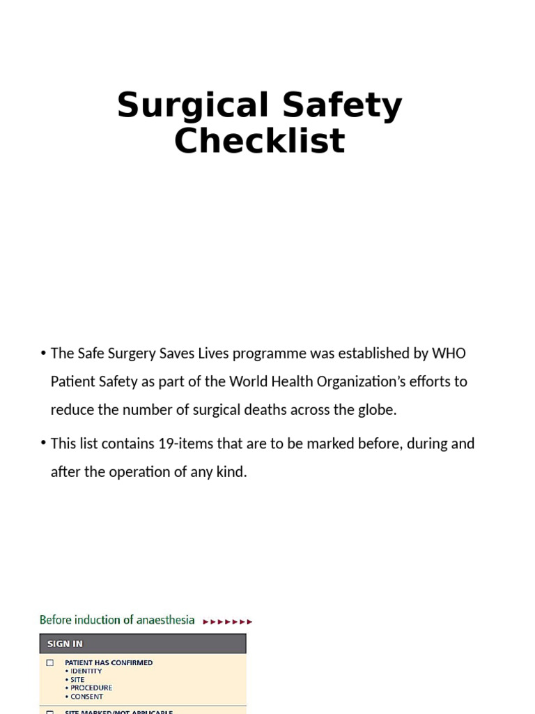 Surgical Safety Checklist | PDF