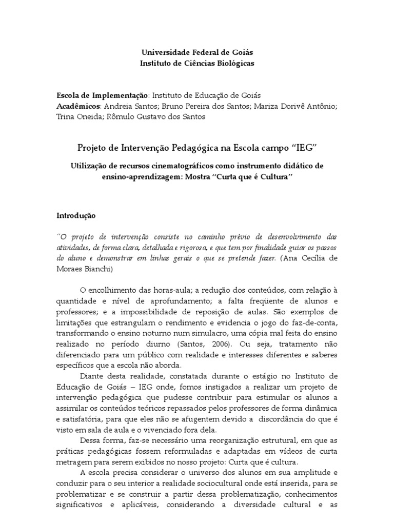 Quadro 1 -Organização da Prática Pedagógica inserida no projeto