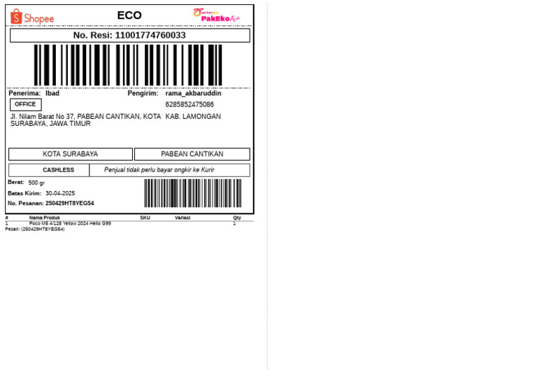 Label Pengiriman | PDF