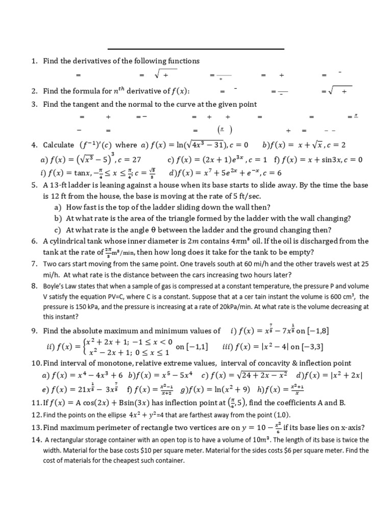 Math1041 Work Sheet II | PDF | Pressure | Applied And Interdisciplinary ...