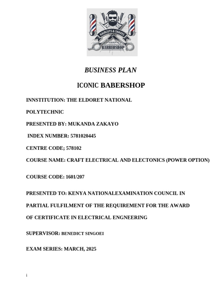Business Plan for Iconic Barbershop | PDF | Shaving | Insurance