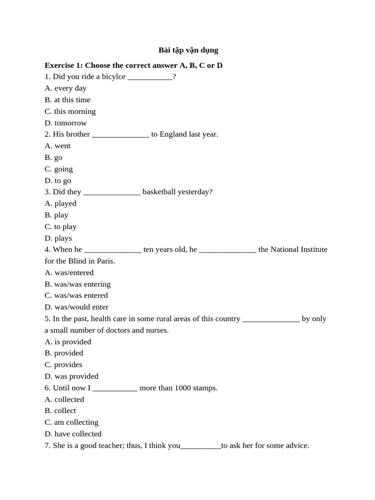 English Grammar Exercises for Students | PDF | Linguistics