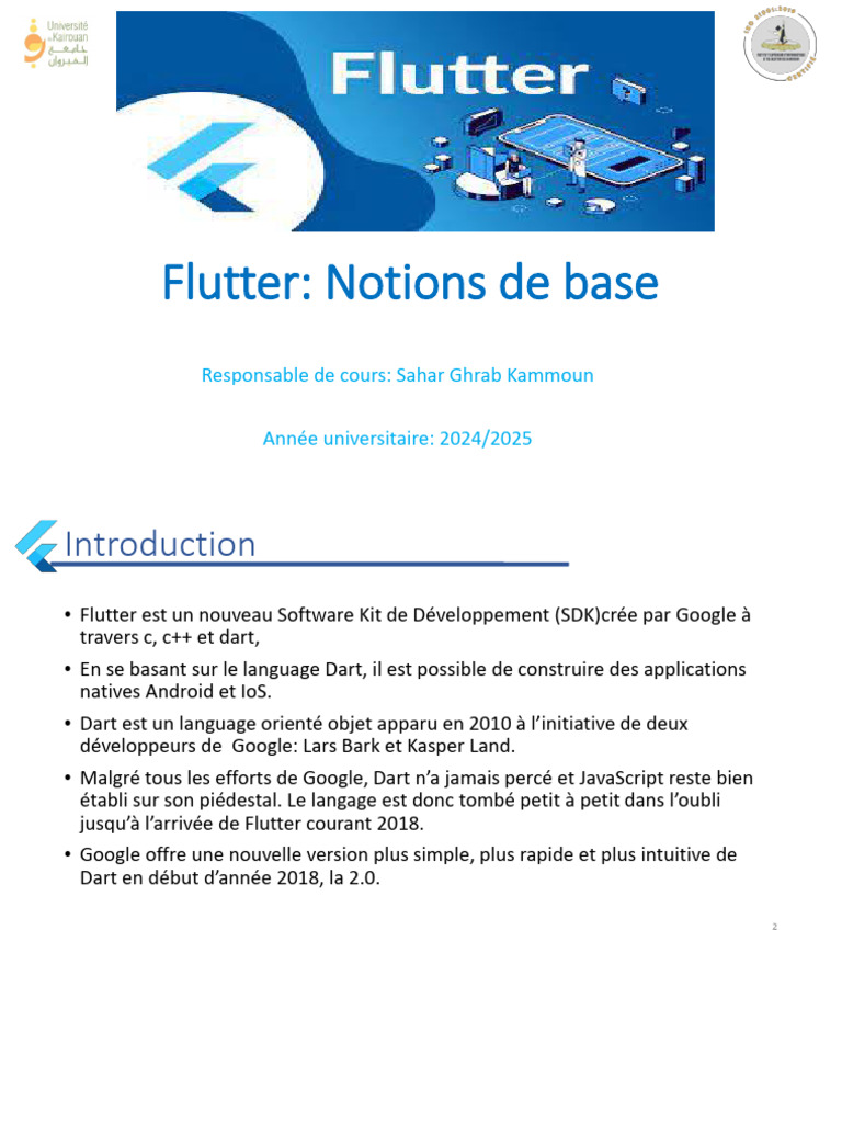 Introduction à Flutter et Dart | PDF | Structure de contrôle | Variable ...