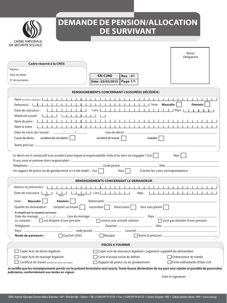 Demande de Pension de Survivant CNSS | PDF | Salaires