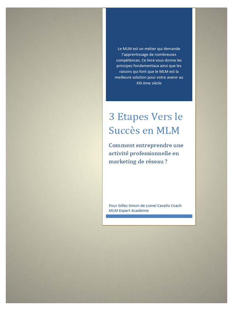 3 Étapes pour Réussir en MLM | PDF | Commercialisation | Business