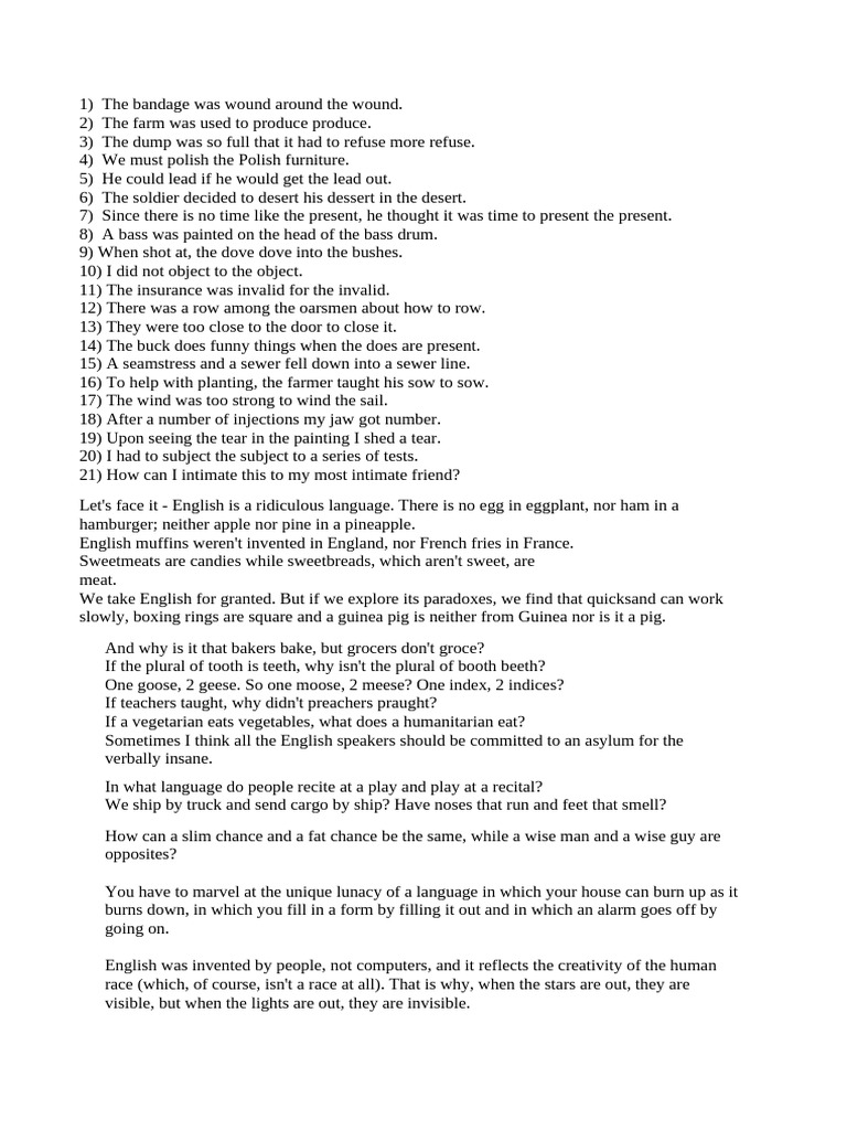 English is Funny | PDF | Foods | Cuisine