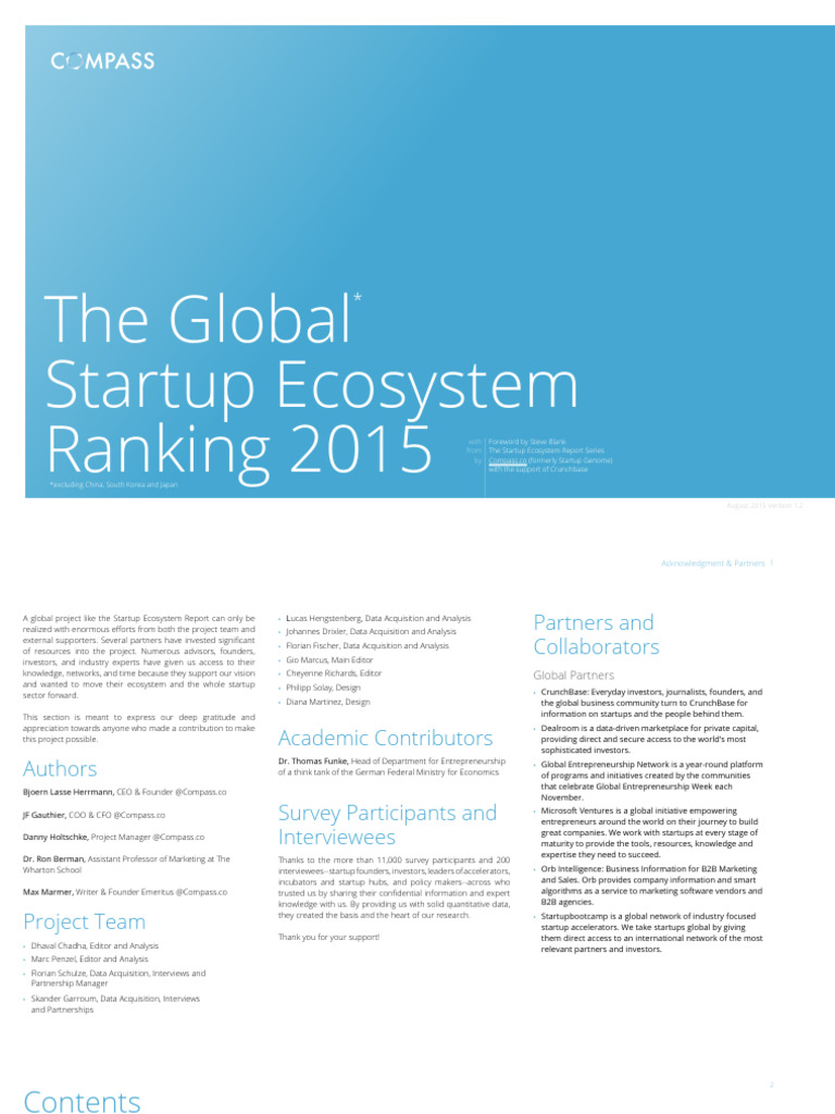 Global Startup Ecosystem Ranking 2015 | PDF | Startup Company | Small ...