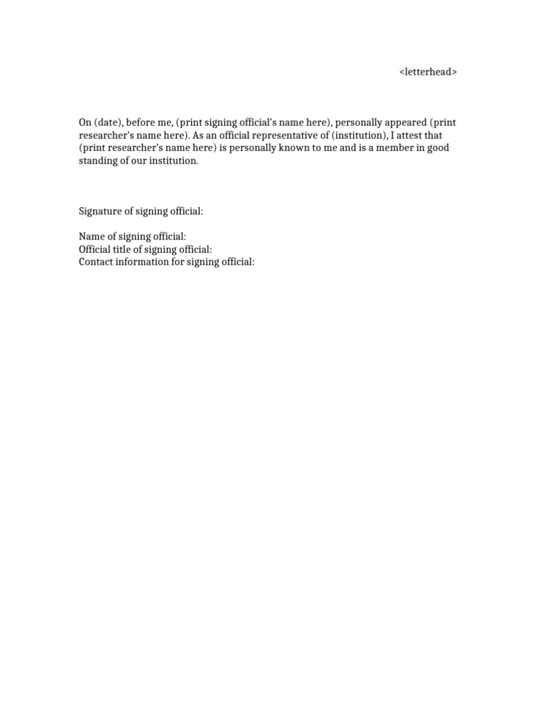 Signing Official Authority Sample | PDF